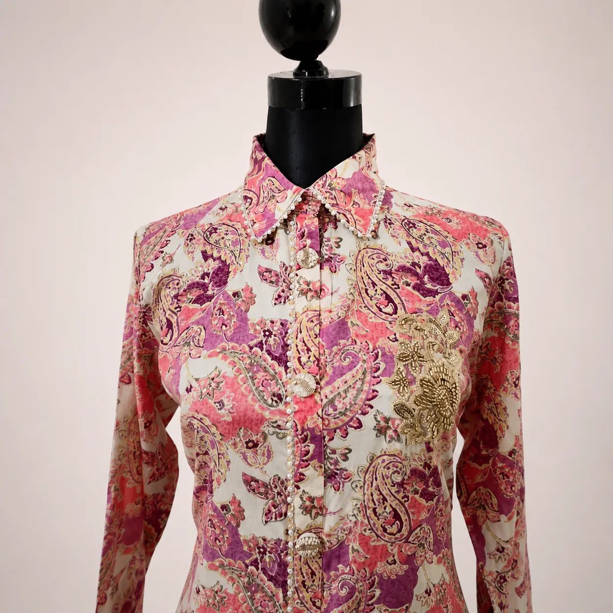Vintage Paisley Print Shirt Dress